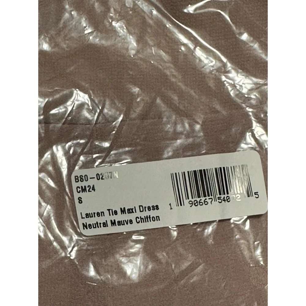 NWT | Show Me Your Mumu Lauren Tie Maxi Dress  Neutral Mauve Chiffon Small $188 - Picture 4 of 6